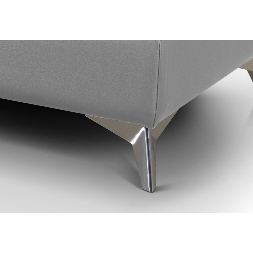 Rozkładana skórzana narożna sofa w kształcie litery L SALERNO II lewa szara