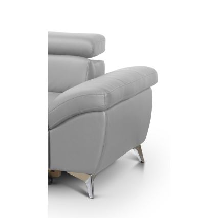 Rozkładana skórzana narożna sofa w kształcie litery L SALERNO II lewa szara