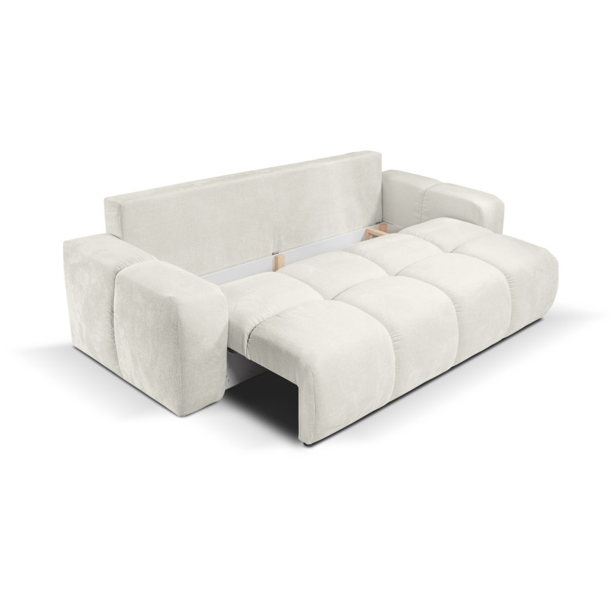 Rozkładana tapicerowana sofa trzyosobowa z pojemnikiem ALMADA beżowa