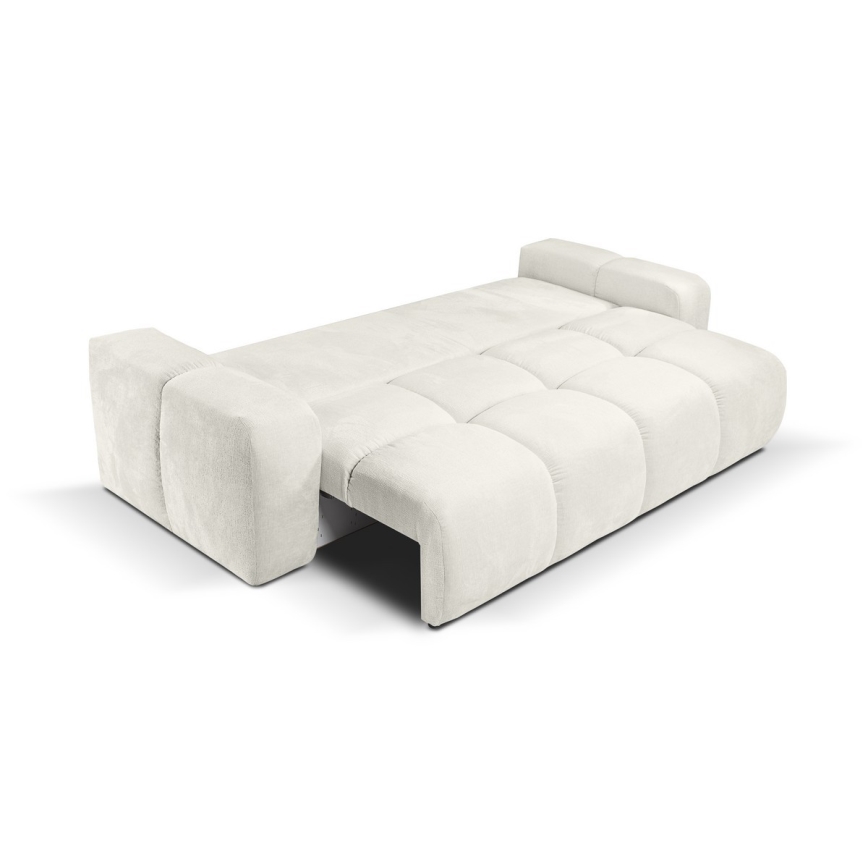 Rozkładana tapicerowana sofa trzyosobowa z pojemnikiem ALMADA beżowa