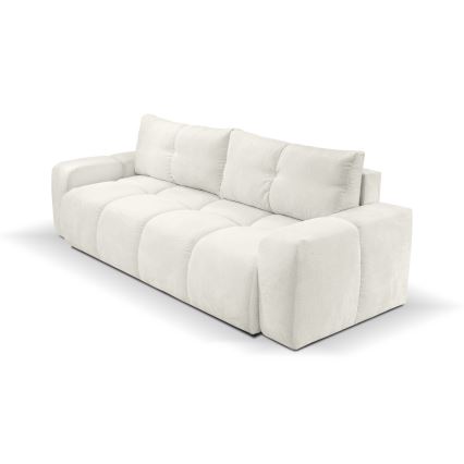 Rozkładana tapicerowana sofa trzyosobowa z pojemnikiem ALMADA beżowa