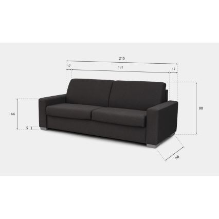 Rozkładana sofa trzyosobowa do codziennego spania LEKA brązowa