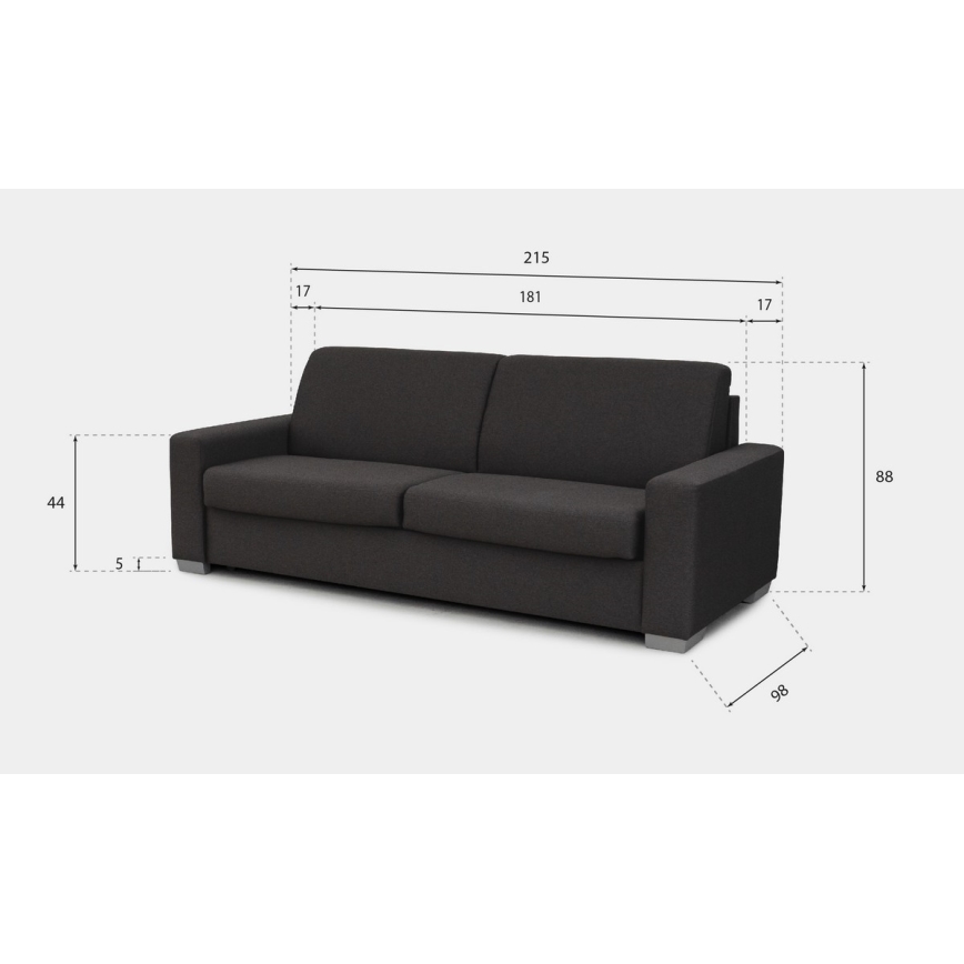 Rozkładana sofa trzyosobowa do codziennego spania LEKA brązowa