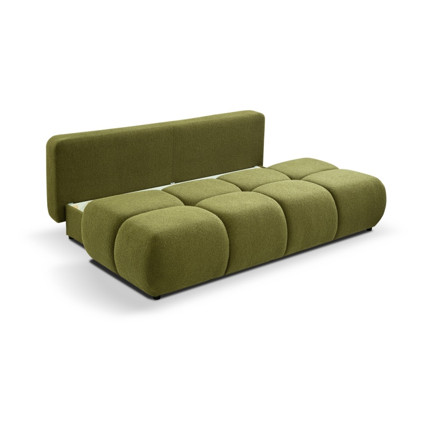 Rozkładana sofa trzyosobowa z pojemnikiem na przechowywanie NUORO zielona
