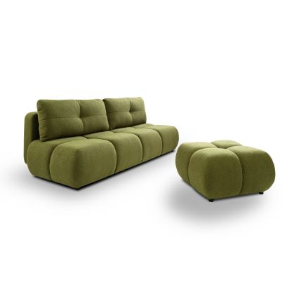 Rozkładana sofa trzyosobowa z pojemnikiem na przechowywanie NUORO zielona