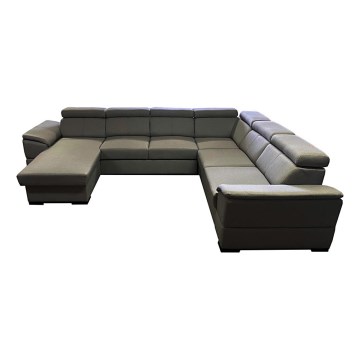 Rozkładana sofa narożna w kształcie litery U z pojemnikiem na pościel GRANADA ciemnoszara