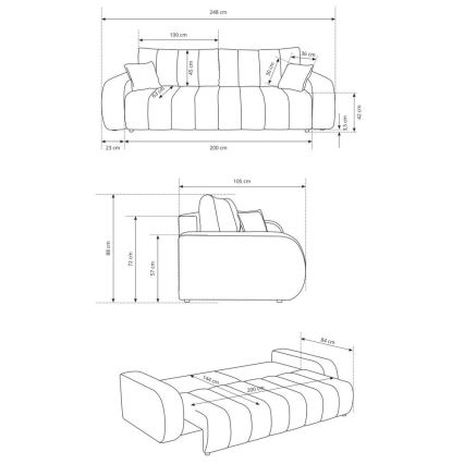 Rozkładana sofa trzyosobowa DESIO beżowa