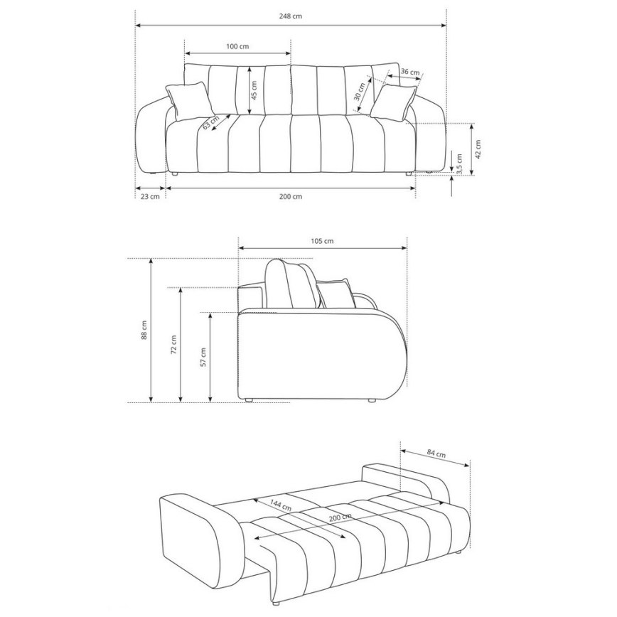 Rozkładana sofa trzyosobowa DESIO beżowa