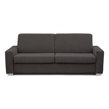 Rozkładana sofa trzyosobowa do codziennego spania LEKA brązowa