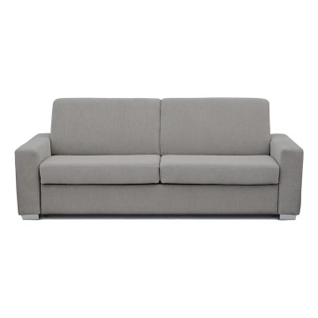 Rozkładana sofa trzyosobowa do codziennego spania LEKA szara