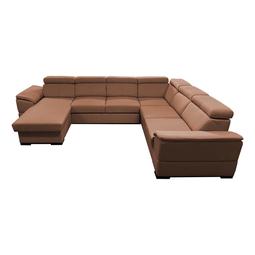 Rozkładana sofa typu U z uniwers. narożnikiem z miejscem do przechowywania GRANADA brązowy