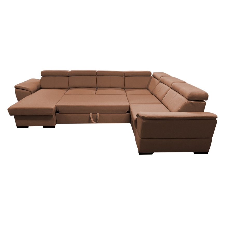 Rozkładana sofa typu U z uniwers. narożnikiem z miejscem do przechowywania GRANADA brązowy