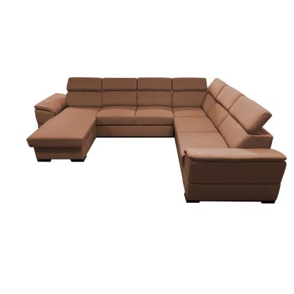 Rozkładana sofa typu U z uniwers. narożnikiem z miejscem do przechowywania GRANADA brązowy