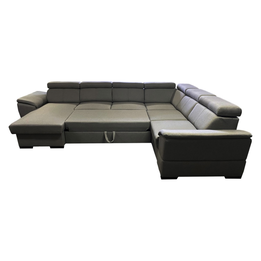 Rozkładana sofa typu U z uniwers. narożnikiem z miejscem do przechowywania GRANADA ciemno szara