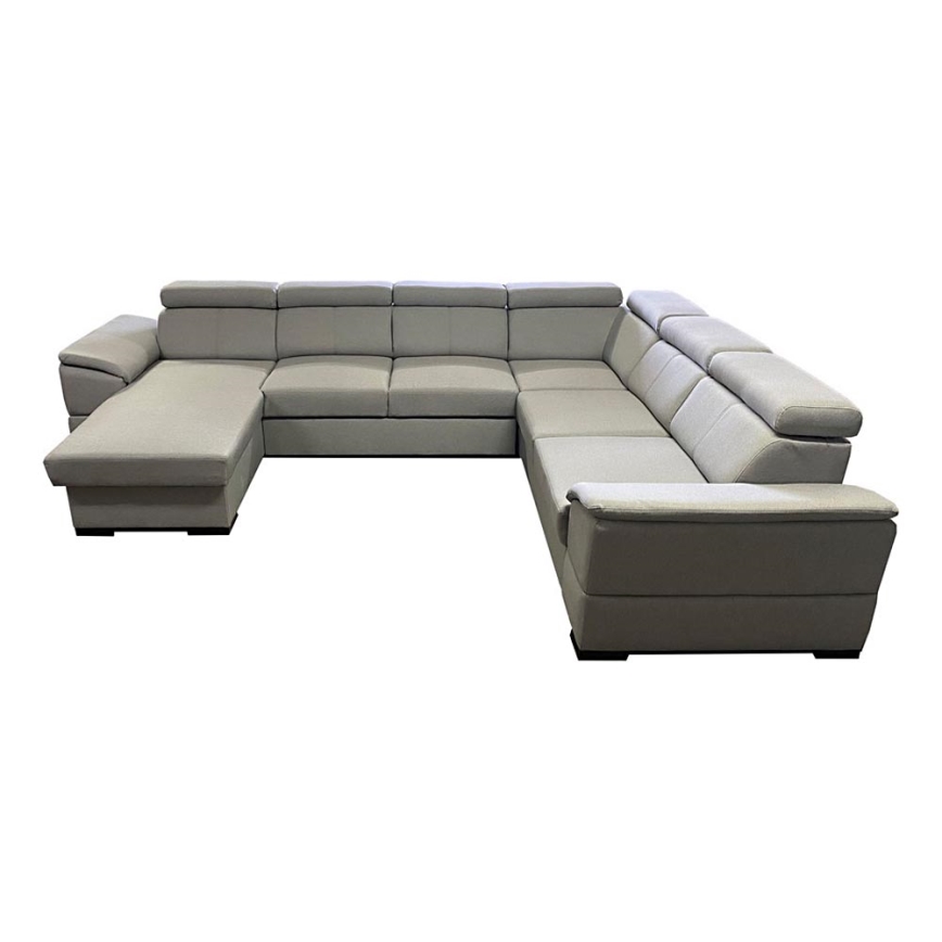 Rozkładana sofa typu U z uniwers. narożnikiem z miejscem do przechowywania GRANADA jasno szary