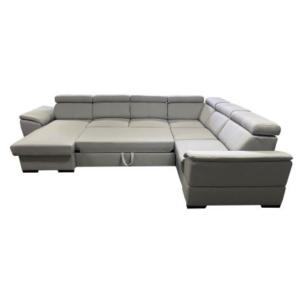 Rozkładana sofa typu U z uniwers. narożnikiem z miejscem do przechowywania GRANADA jasno szary