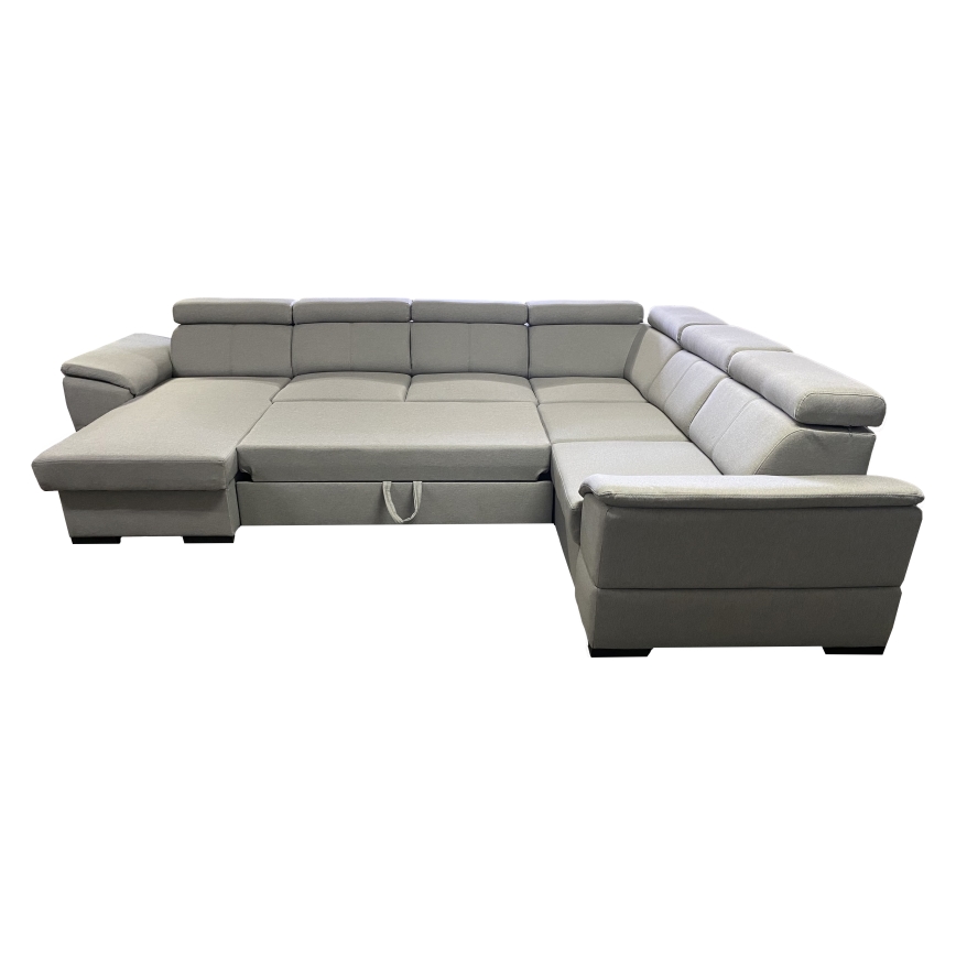 Rozkładana sofa typu U z uniwers. narożnikiem z miejscem do przechowywania GRANADA jasno szary