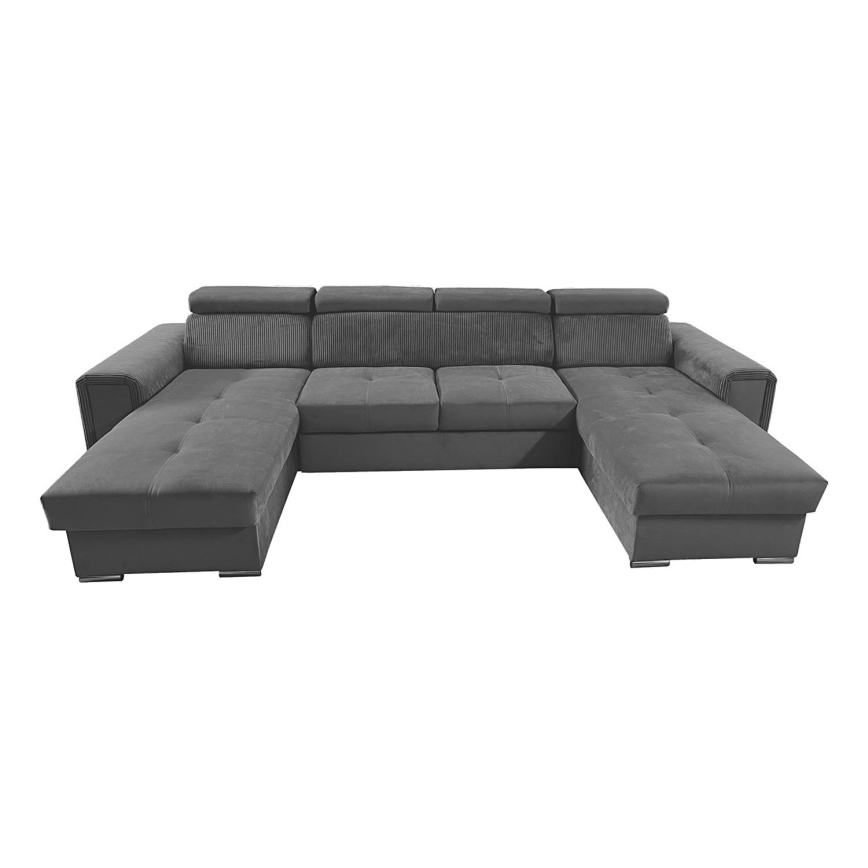 Rozkładana sofa typu U z uniwers. narożnikiem z miejscem do przechowywania SALVADA ciemno szara