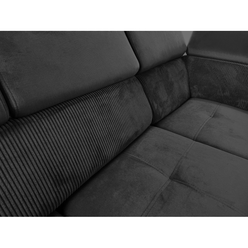 Rozkładana sofa typu U z uniwers. narożnikiem z miejscem do przechowywania SALVADA ciemno szara