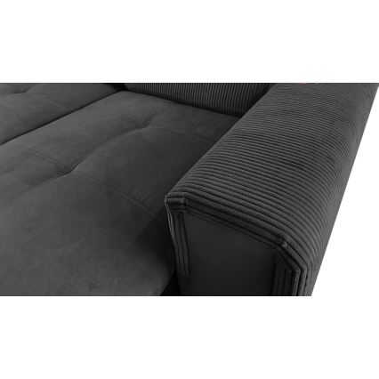 Rozkładana sofa typu U z uniwers. narożnikiem z miejscem do przechowywania SALVADA ciemno szara
