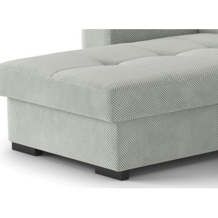 Rozkładana sofa z miejscem do przechowywania i pufą PALERMO jasnoszary lewa
