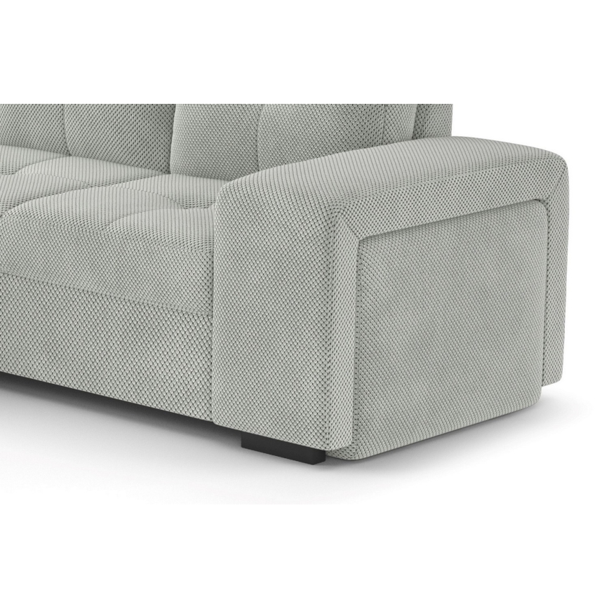 Rozkładana sofa z miejscem do przechowywania i pufą PALERMO jasnoszary lewa