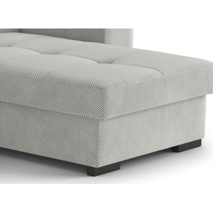 Rozkładana sofa z miejscem do przechowywania i pufą PALERMO jasnoszary prawy