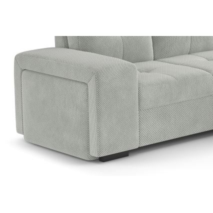 Rozkładana sofa z miejscem do przechowywania i pufą PALERMO jasnoszary prawy