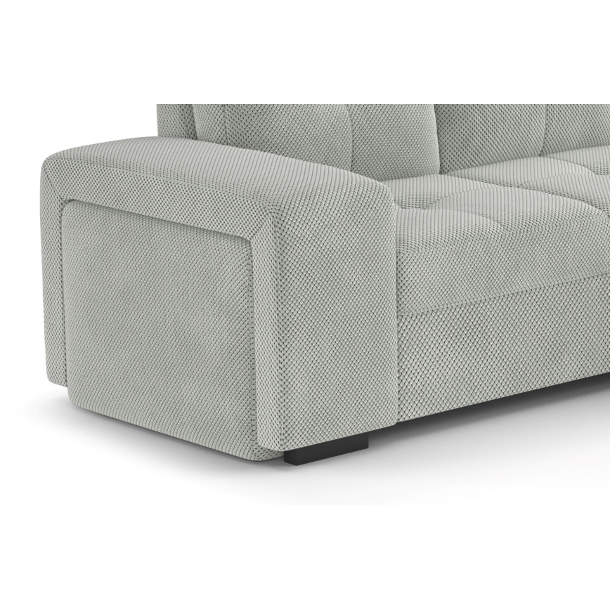 Rozkładana sofa z miejscem do przechowywania i pufą PALERMO jasnoszary prawy