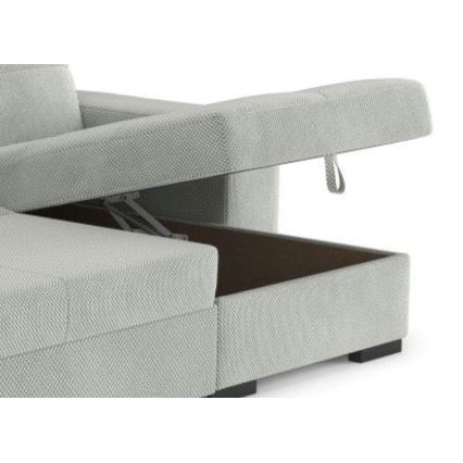 Rozkładana sofa z miejscem do przechowywania i pufą PALERMO jasnoszary prawy