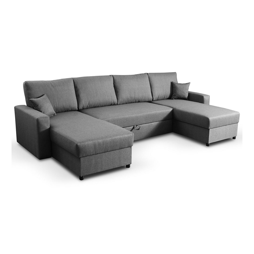 Rozkładana sofa z miejscem do przechowywania typu U JANISE szary