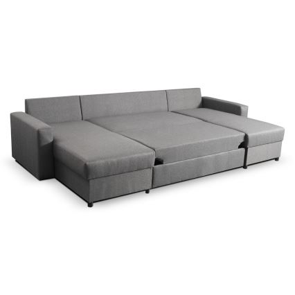 Rozkładana sofa z miejscem do przechowywania typu U JANISE szary