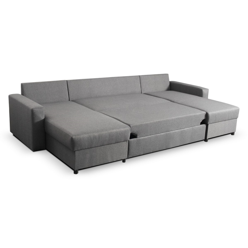 Rozkładana sofa z miejscem do przechowywania typu U JANISE szary