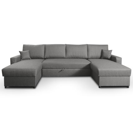 Rozkładana sofa z miejscem do przechowywania typu U JANISE szary