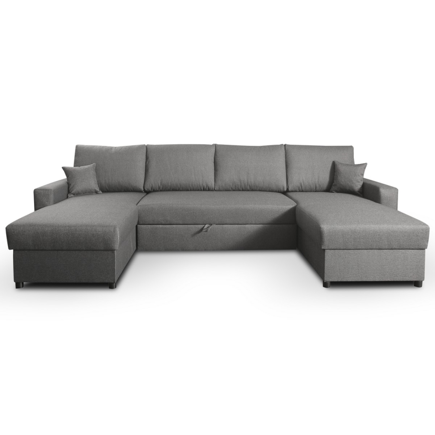 Rozkładana sofa z miejscem do przechowywania typu U JANISE szary
