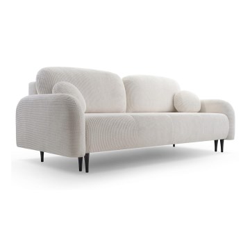 Rozkładana tapicerowana sofa trzyosobowa CLOUDY kremowa