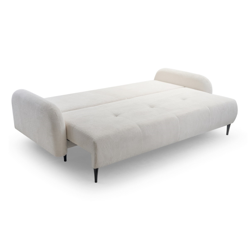 Rozkładana tapicerowana sofa trzyosobowa CLOUDY kremowy