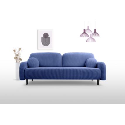Rozkładana tapicerowana sofa trzyosobowa CLOUDY niebieski