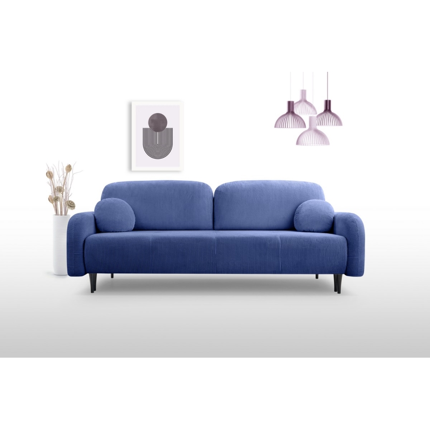 Rozkładana tapicerowana sofa trzyosobowa CLOUDY niebieski