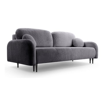Rozkładana tapicerowana sofa trzyosobowa CLOUDY szara
