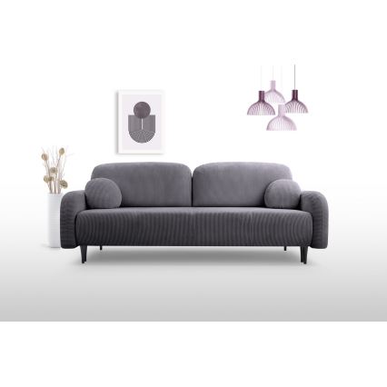 Rozkładana tapicerowana sofa trzyosobowa CLOUDY, szara
