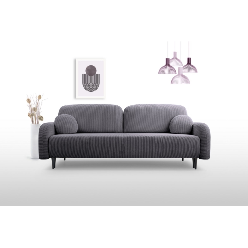 Rozkładana tapicerowana sofa trzyosobowa CLOUDY szary