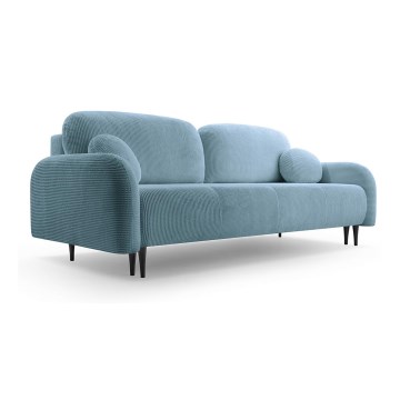Rozkładana tapicerowana sofa trzyosobowa CLOUDY turkusowa