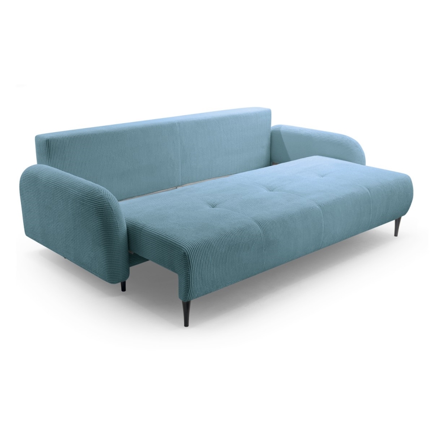 Rozkładana tapicerowana sofa trzyosobowa CLOUDY turkusowy