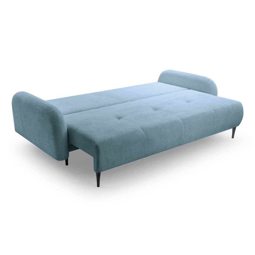 Rozkładana tapicerowana sofa trzyosobowa CLOUDY turkusowy