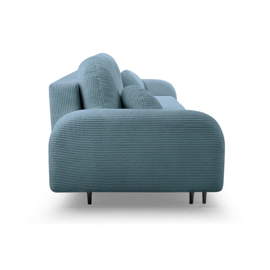 Rozkładana tapicerowana sofa trzyosobowa CLOUDY turkusowy