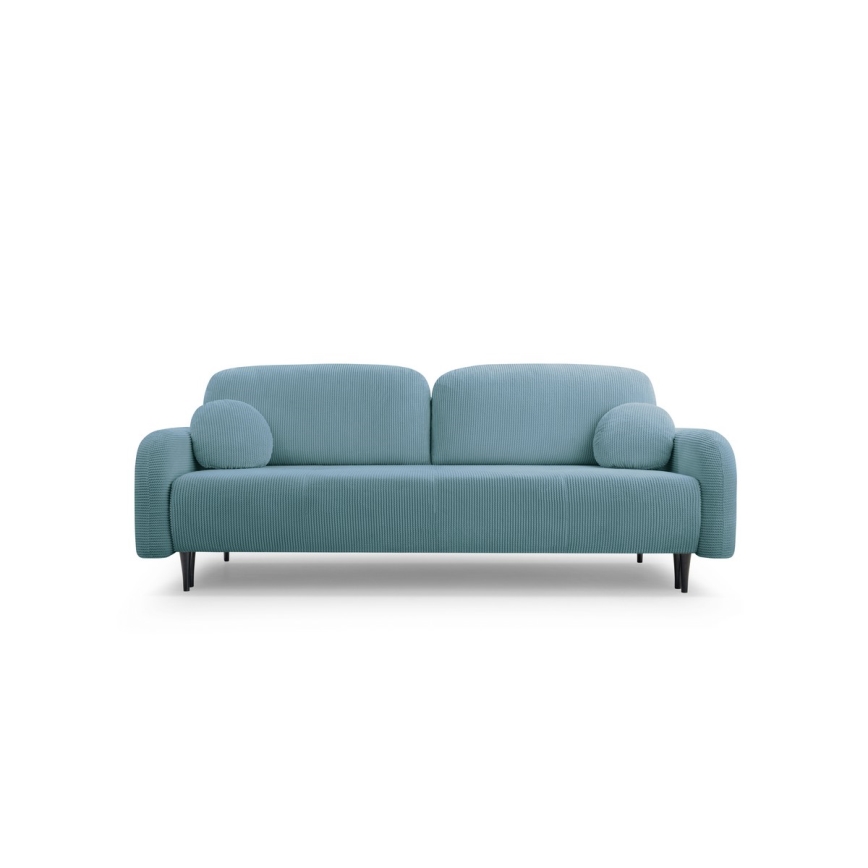 Rozkładana tapicerowana sofa trzyosobowa CLOUDY turkusowy