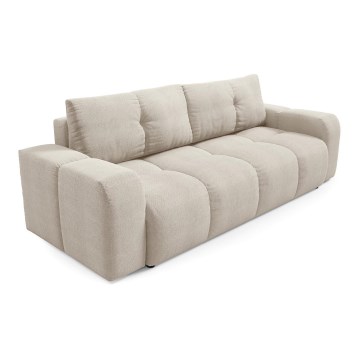 Rozkładana tapicerowana sofa trzyosobowa z miejscem do przechowywania ALMADA beżowy