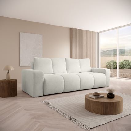 Rozkładana tapicerowana sofa trzyosobowa z miejscem do przechowywania ALMADA beżowy