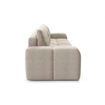 Rozkładana tapicerowana sofa trzyosobowa z pojemnikiem ALMADA beżowa
